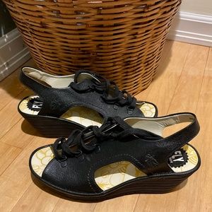 Fly London Women’s Lace Up Wedge Sandals Euro Size 41